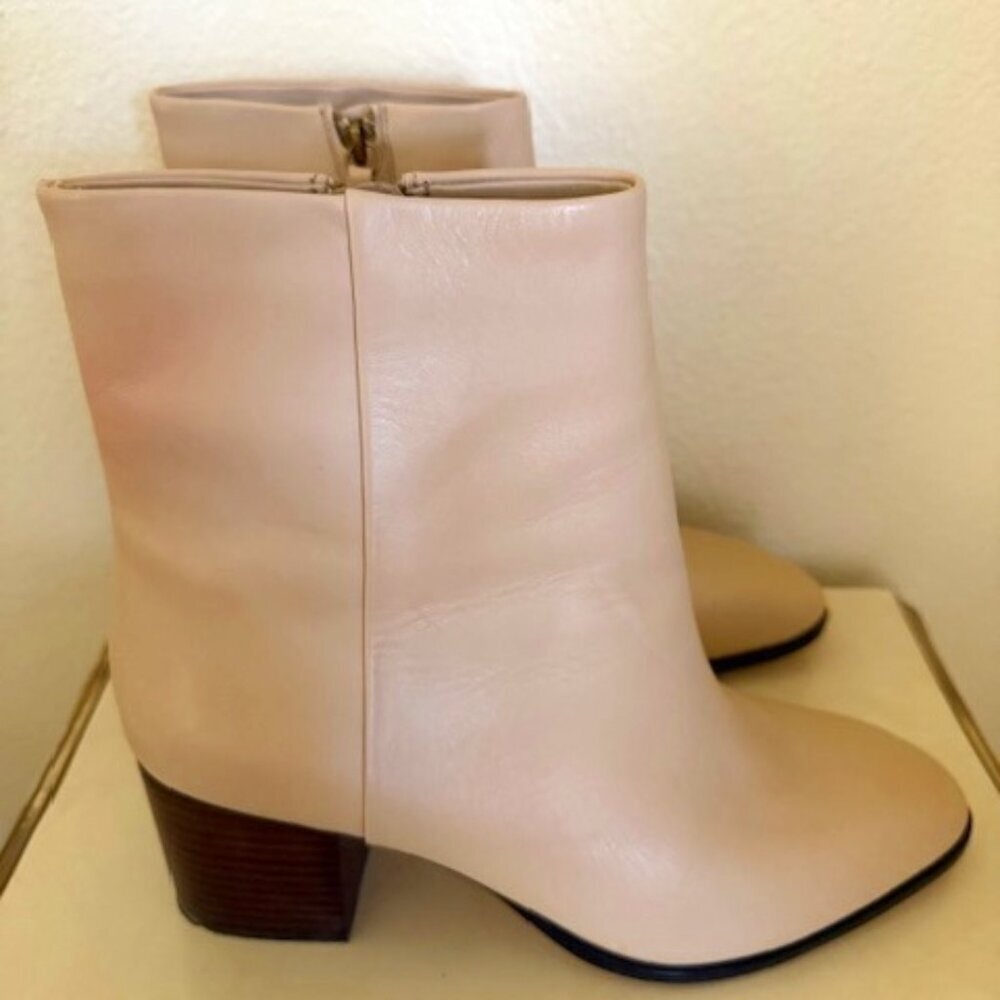 j.crew leather booties cream color
